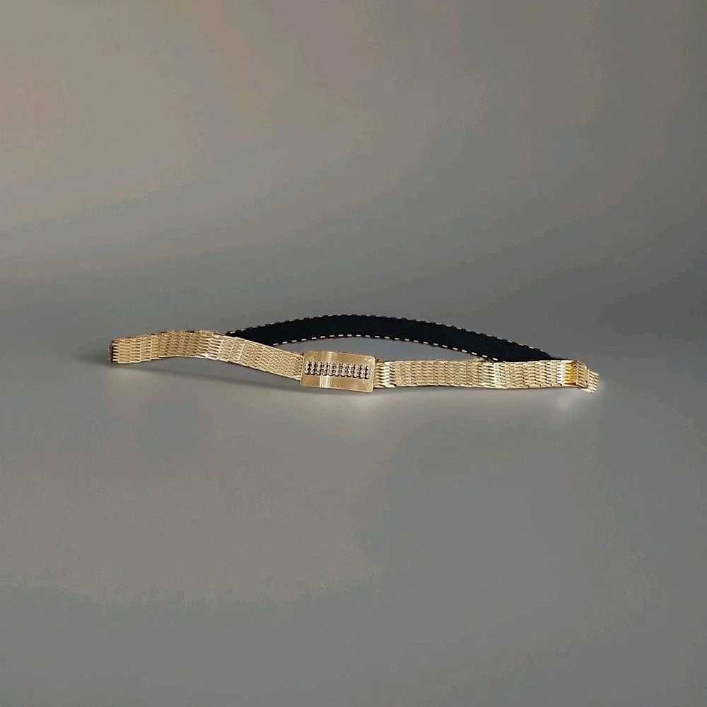 Vintage Silver Tone‎ Fish Scale Belt With Rhinestones